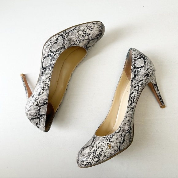 Expression Grey Snakeskin Patterned High Heels Leather Pumps Size 8 - Picture 15 of 16